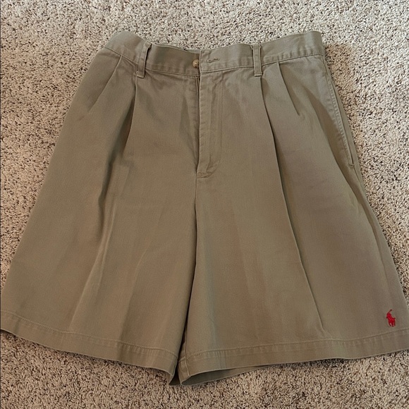 Polo by Ralph Lauren Women’s Khaki Shorts with Red Logo Size 10 Made USA - Picture 1 of 6
